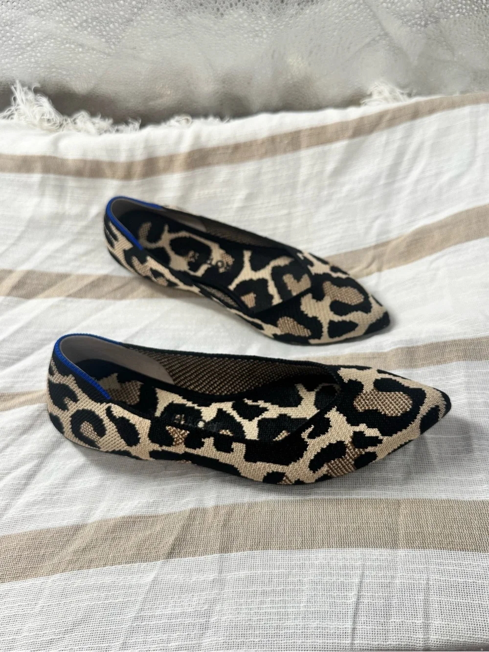 Rothy’s the point desert cat animal print knit flats 6